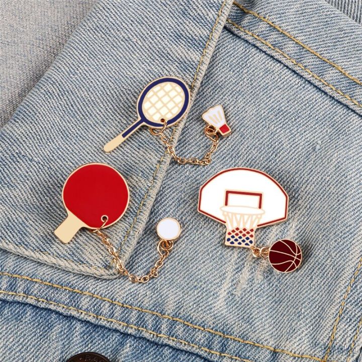 sports-series-pins-creative-balls-brooch-with-chain-basketball-badminton-table-tennis-badge-backpack-lapel-jewelry-boy-men-gift