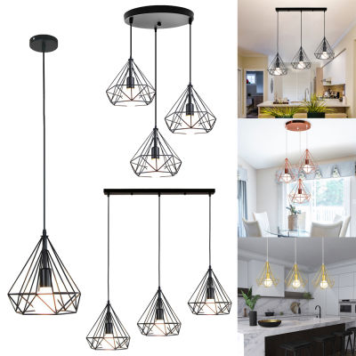 Modern Industrial LED DIY Pendant Light Vintage Loft Cage Hanging Lamp Home Living Room Kitchen Island Lighting Fixture Decor