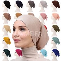 Fashion Muslim Hijab Caps Solid Underscarf Women Veil Modal Cotton Hijab Muslim Scarf Turbans Head Womens Hijabs Hat Islamic