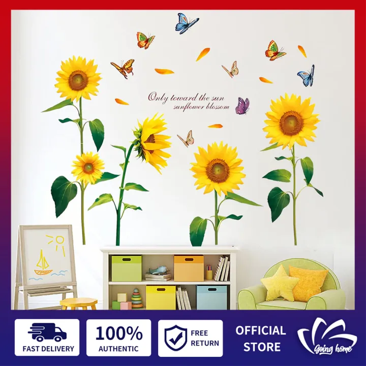 Sunflower Wall Sticker Butterfly Wall Decal Family Quotes Wallpaper Bedroom  Wall Art Mural Living Room Wall Background Decoration Self-Adhesive PVC  Waterproof Wall Stickers Plants Design for Wall | Lazada PH