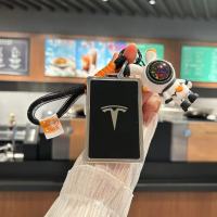 ฝาครอบเคสสมาร์ทคีย์รถยนต์ TPU แบบนิ่มสำหรับ Tesla Mode 3 Y 2021ปลอกรีโมทรถยนต์ป้องกันซอง Fob อุปกรณ์เสริมรถยนต์พวงกุญแจทอง