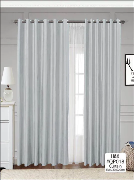Sheer Grey Curtain Blue Plain Curtains Sale Blockout Curtain Set Room Decor  Window 220Cm*140Cm 1Pcs | Lazada Ph