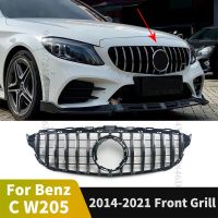 GT Style Front Bumper Grille Grill For Mercedes W205 S205 Benz C C205 C180 C200 C250 C300 C260 2014-2021 Upper Replacement