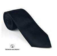 Giorgio Del Sarto  Satin Necktie  8.5 cm Black with Fabric Texture เนคไทผ้าซาตินสีดำมีเท็กเจอร์