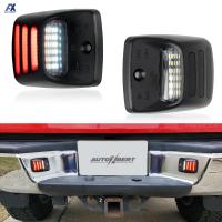 White LED License Plate Light Assembly with Red Running Lamp Replacement Tag Light for Toyota Tacoma 2005-2015 Tundra 2000-2013