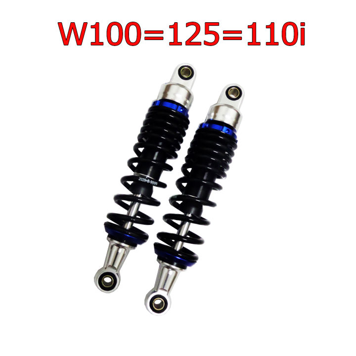 SALE โช๊คหลังแต่งมอเตอร์ไซด์ทรงโหลดงาน CNC แท้ SPL สำหรับW100=125=125i=110i=DREAM SUPERCUP=SMASH(สปริงดำ+แป้นน้ำเงิน)ยาว 295 mm