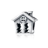 WOSTU Forever Family Charm 925 Sterling Silver Home House Enamel Beads Pendant Fit Original Bracelet DIY Jewelry For Women