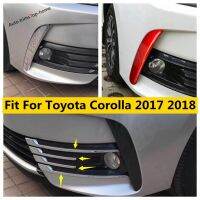 กันชนหน้ากระจังโคมไฟหมอกหัวคิ้วสำหรับ Toyota Corolla 2017 2018รถ ABS Chrome/อุปกรณ์เสริมสีแดง