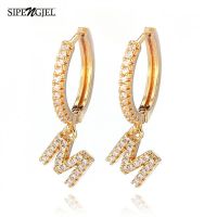 SIPENGJEL Fashion Initials Letters A-Z Drop Hoop Earrings For Women Gold Color Punk Dangle Earrings accessories Jewelry Gift