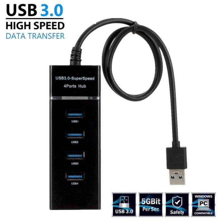 สายฮับ-usb-3-0-4พอร์ตขยายอะแดปเตอร์-usb-สำหรับโน็คบุคตั้งโต๊ะอุปกรณ์เสริมสำหรับ-pc-คอมพิวเตอร์ตัวแยก-usb-feona