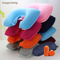 ✧✴ PVC Flocking Outdoor Portable Pillow Travel Neck U-shaped Inflatable Pillow