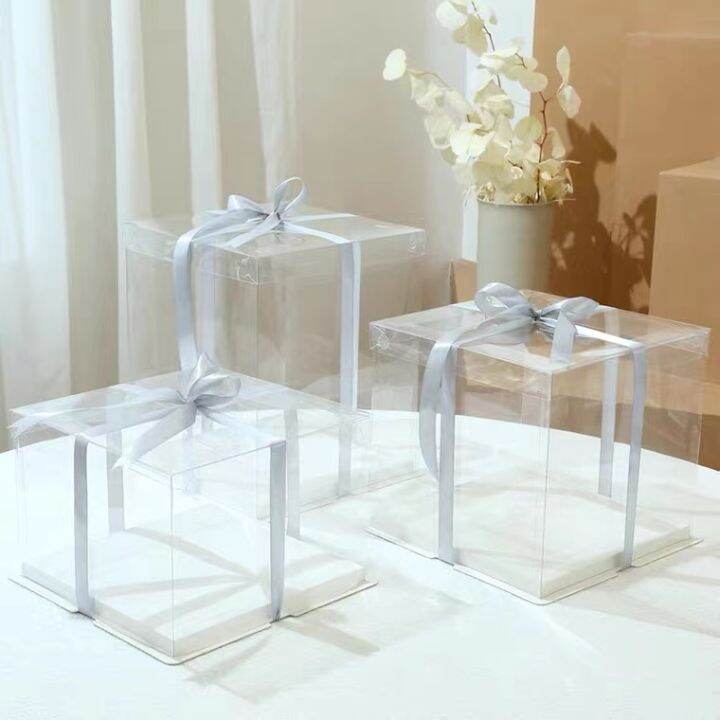 Square clear cake box And Base Plastic Rectangle Cake Packaging Box