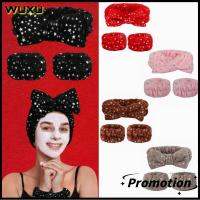 WUXU 3PCS องค์ประกอบคริสมาสต์ สายสปาข้อมือ ดาวปั๊มทอง โบว์น๊อต Sweatband headbands ของใหม่ ใช้ซ้ำได้ ข้อมือดูดซับน้ำ ล้างหน้า