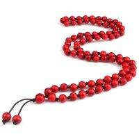 ZZOOI 6 8mm Lucky Red Pine Stone Beads Bracelets &amp; Necklace For Women Men Ethnic Tibetan Buddha Bracelets Yoga Energy Jewelry Pulseira