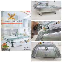 TAILONG ถาดบุฟเฟ่ต์ สเตนเลส 1ช่อง (1 ชุด)  ถาดอุ่นอาหาร STAINLESS CHAFING DISH มีให้เลือก 2 ขนาด 34-40 cm พร้อมฝาแก้วปิด