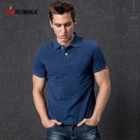 เสื้อโปโลแขนสั้นสีเขียวผ้าฝ้ายสีเทาสำหรับชายหนุ่ม Kaus Polo Biru แฟชั่นฤดูร้อน12สีทึบ2022