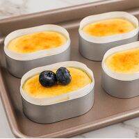 【hot】┋✧✤  10-Pcs Oval Semi-cooked Cheese Aluminum Mold 100-Pcs Release Paper Setting