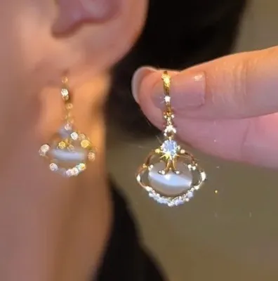 Flower Dangle Drop Earrings Luxury Rhinestones Flower Earrings - New Luxury Zircon - Aliexpress