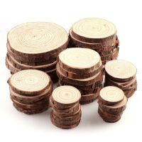 【YF】℡✁  3-12cm Thick 1 Pack Round Unfinished Wood Slices With Bark Log Discs Crafts Wedding Painting