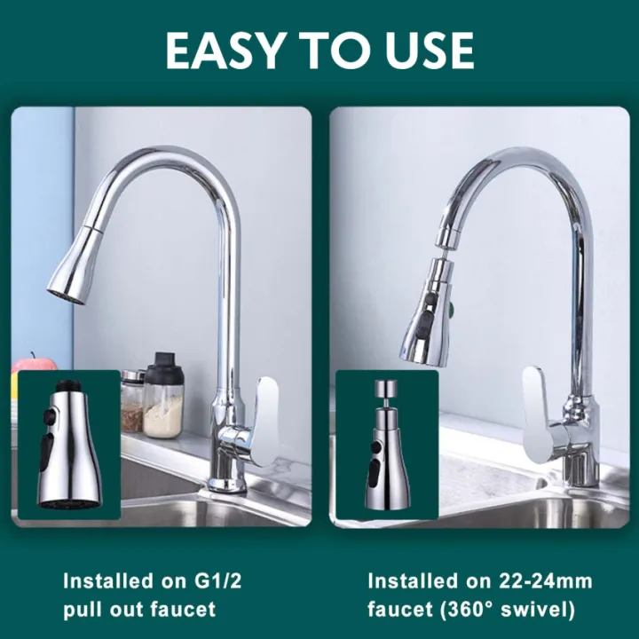 360°Swivel Spout G1/2 Kitchen Sink Tap Spray Head With 3 Water Outlet