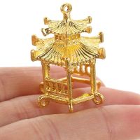 20 Pcs Earring Golden Hanging Making Bracelet Antique Jewelry Key Charms Pagoda Pendants Alloy Pendant Charm