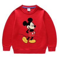 เสื้อกันหนาวแขนยาวเด็กหญิงเด็กชาย Mickeys เสื้อกันหนาวรูปการ์ตูนฤดูใบไม้ร่วงและฤดูหนาวเรียบง่ายเสื้อกันหนาวพิมพ์ลายคอกลมผ้าฝ้ายใหม่