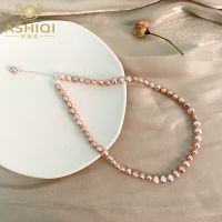 ASHIQI Natural Freshwater Pearl Baroque 925 Sterling Silver Necklace Button Jewelry for Women 2021 New