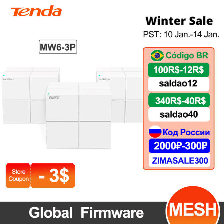 Tenda Mesh MW6 Whole Home Mesh Gigabit WiFi Router System 11AC Daul Band  2.4G5.0GHz WI-FI Repeater, APP Remote Manage