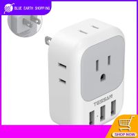 Adaptor Traveling 3ง่ามถึง2ง่าม JP/th พร้อมตัวขยาย4ช่อง3พอร์ตชาร์จ USB และ4ทางปลั๊กยูเอสบีติดผนังปลั๊กไฟอะแดปเตอร์ USB สำหรับญี่ปุ่น