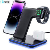 15W Fast Wireless Charger Stand สำหรับ  15 14 13 12 11 XR X 8 3 In 1แท่นชาร์จสำหรับ  8 7 SE  Pro