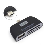 การ์ดรีดเดอร์ USB 2.0 SD Smart-Card 4-In-1 TF OTG Adapter พร้อมพอร์ตชาร์จ Micro USB