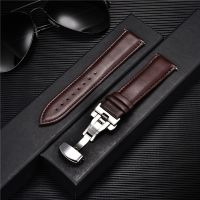 Smooth Genuine Calfskin Leather Watchband 18mm 20mm 22mm 24mm Straps with Solid Automatic Butterfly Buckle Business Watch Band Straps