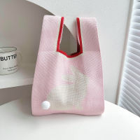 Knitted Handbag Pink Handbag For Women Women Carrying Bag Handbag With Large Capacity Large Capacity Casual Tote Bag