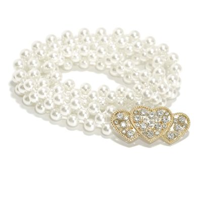 【CC】 Novo Ouro Stretchable Coração Cinto Mulheres Elastic Vestido Strass Jeweled Cintura Cadeia Metal