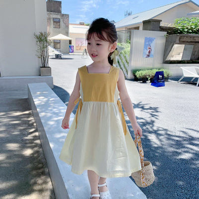 RSN-ข้อเสนอแบบจำกัดเวลา-2023 สาวชุดผ้าฝ้ายบริสุทธิ์ฤดูร้อนรุ่นเกาหลีสีบล็อกกระโปรงน่ารักชุดเจ้าหญิงทารก YF-2529