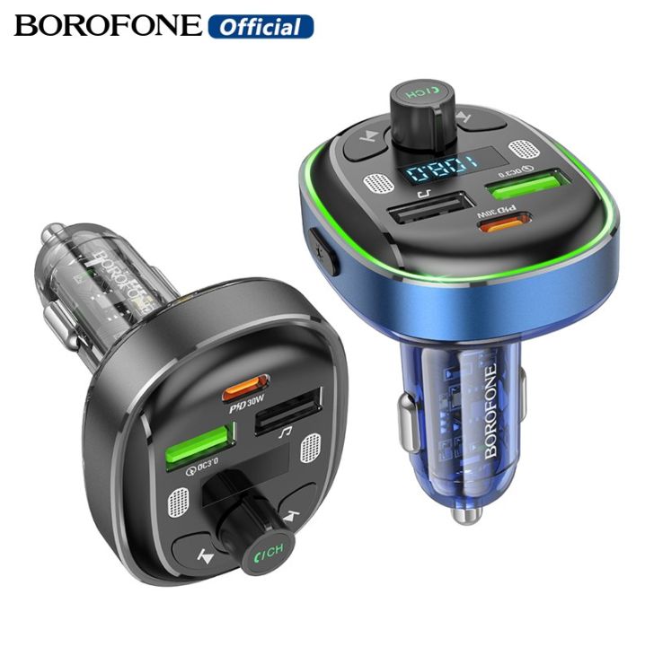 borofone-pd30w-ที่ชาร์จแบตในรถ-bc47อะแดปเตอร์บลูทูธสำหรับรถยนต์-qc3-0รถเครื่องส่งสัญญาณ-fm-ในรถ-bt-เครื่องส่งสัญญาณ-fm-ชุดอุปกรณ์ในรถยนต์-usb-รองรับบลูทูธ-u-ดิสก์เล่นเพลง-แฮนด์ฟรี-สัญญาณเสียง-fm