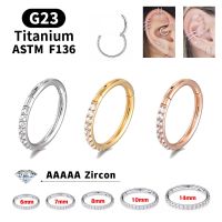 18G/16G Womens Round Earrings G23 F136 Titanium Nose Ring Hinge Clicker Open Diaphragm Nose Ring Fashion Lady Piercing Jewelry Body jewellery