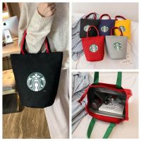 กระเป๋ากาแฟ CLAUDI Starbucks กระเป๋าผ้าใบกระเป๋าคุณแม่ถุงถังพิมพ์แบบพกพากระเป๋าช้อปปิ้งผ้าใบสไตล์เกาหลี