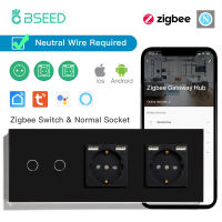 BSEED Zigbee สวิทช์123แก๊ง123Way สมาร์ทสวิทช์ไฟสัมผัส Tuya App สหภาพยุโรปมาตรฐานผนังซ็อกเก็ต USB ศัพท์ค่าใช้จ่ายประเภท-C