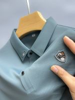 High Quality New Ice Silk Lapel Casual Solid Color Summer Shield Short Sleeve Men Luxury Fashion Polo Shirt Short Sleeve Towels