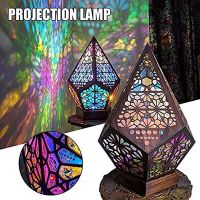 Colorful Diamond Bohemian LED Night Light Polar Star Starry Sky Projection Floor Lamp 3D Wooden Desk Lamp for Bedroom Home Decor Night Lights