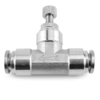 Sa Pneumatic Connector 304 Stainless Steel Air Connector Hose 4/6/8/10/12mm Flow Adjustment Throttle Valve Quick Plug Connector