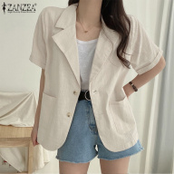 ZANZEA Áo Blazer Cotton Đi Làm Phong Cách Hàn Quốc Cho Nữ Áo Khoác Ngoài thumbnail