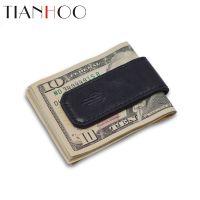 Slim Magnetic Money Clip Genuine Leather Business Card Holder For Men