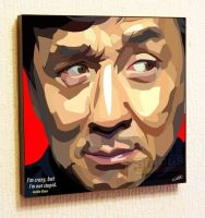 คำพูดผ้าใบพิมพ์ลายโปสเตอร์ป๊อปอาร์ต Jackie Chan สติกเกอร์ติดผนังงานศิลปะของแฟนกรอบ