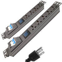 แถบพลังงาน PDU หน่วยจำหน่ายไฟฟ้าตู้แร็คเครือข่าย 16A 3500W Universal socket double break switch 2m extension line  จอแสดงผลแอมป์มิเตอร์ปลั๊ก US