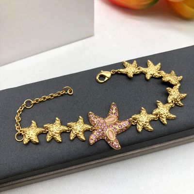2022 New Hot Trend Brand Lady Starfish Bracelet Yellow Luxury Star Bracelet Party Jewelry European Popular Accessories Gift Girl