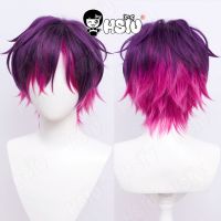 Uki Violeta Cosplay Wig Vtuber NOCTYX Cosplay HSIU Gradient Purple Short Curly Hair+Free Wig Cap NEW Idol Cosplay Wig