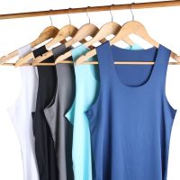 Ready❤ Solid Color Ice Silk Seamless Mens Vest Fitness Slim-Fit Skinny Youth Sports Crossboard Sleeveless Comfortable Breathable 091