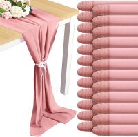 hotx【DT】 10PCS 70x300CM Pink Wedding Table Sheer Blush Dining Decorations Bridal Shower